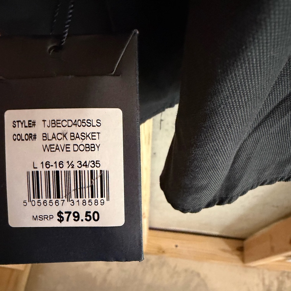 Ben Sherman Men’s Dobby Dress Shirt Black Large 16-16.5 34/35 - Picture 3 of 4